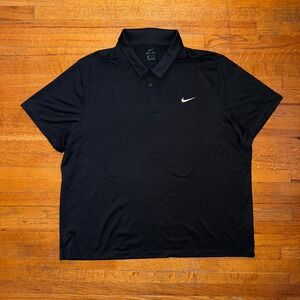 Nike Dri Fit Mens Black Golf Polo Shirt XXL Short Sleeve Athletic‎ Performance